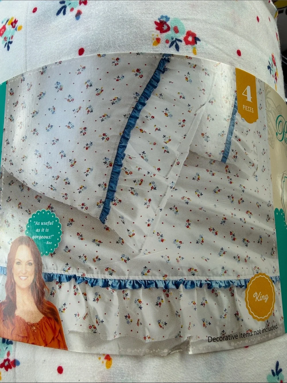KING The Pioneer Woman Floral Ditsy Cotton Percale Sheet Set King Size Sheets